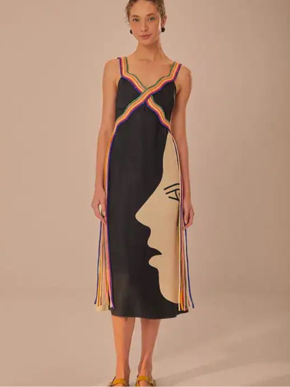 FARM Rio Black & Cream Surreal Dress